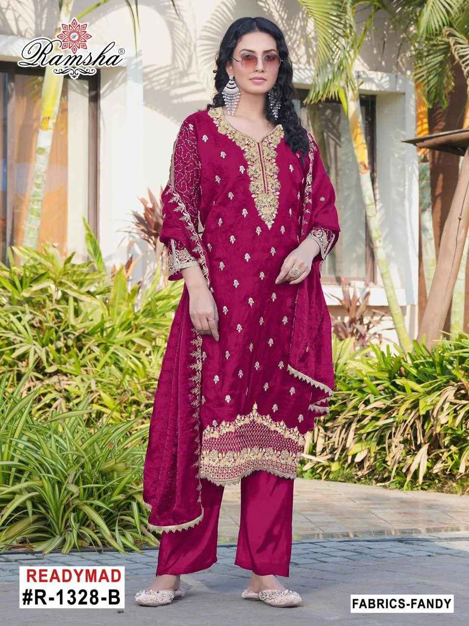 R 1328 Nx By Ramsha Fandy Pakistani Readymade Suits Wholesalers In India